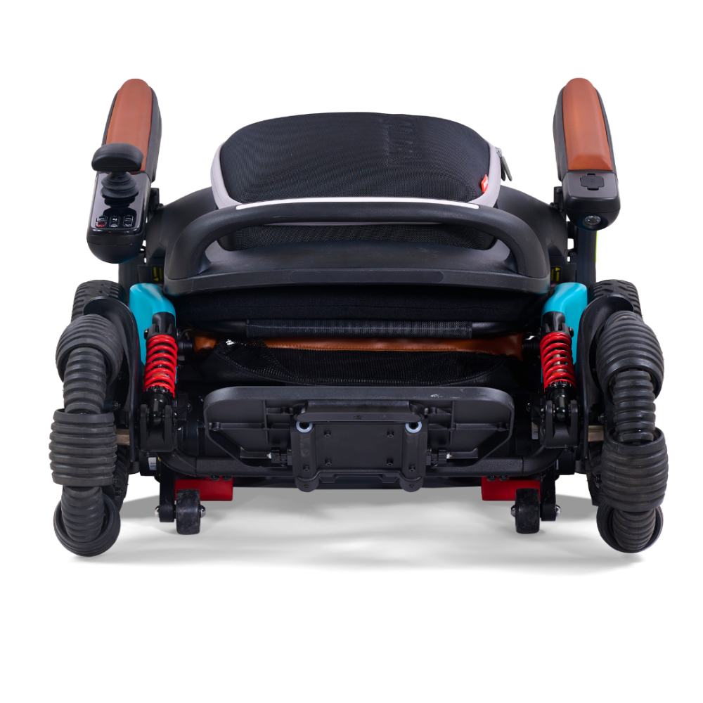 The Golden Ally Pro GP304 power wheelchair folded completely flat for convenient car transport and storage.
